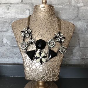 Gold, black and white statement necklace